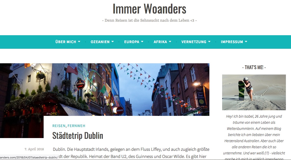 startseite des reiseblogs immerwoanders.com